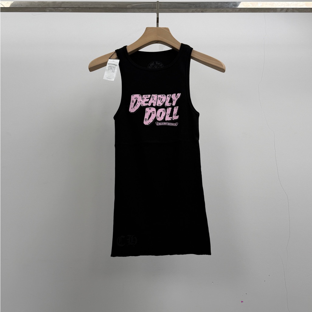 Chrome Hearts Black Tank With White Crest Logo